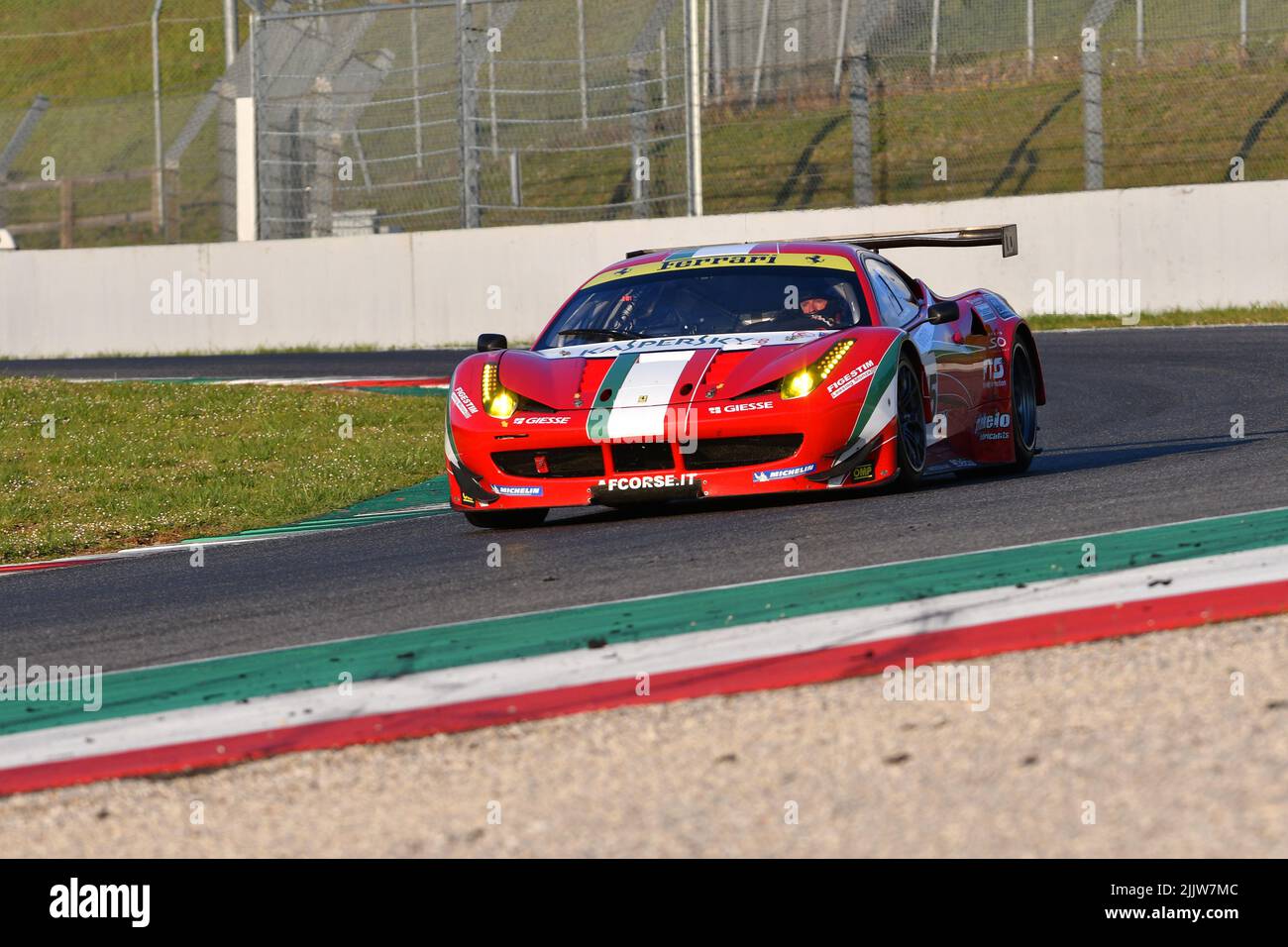 Scarperia, 3 April 2022: Ferrari 458 GTE 2011 in action during Mugello Classic 2022 at Mugello Circuit in Italy. Stock Photo