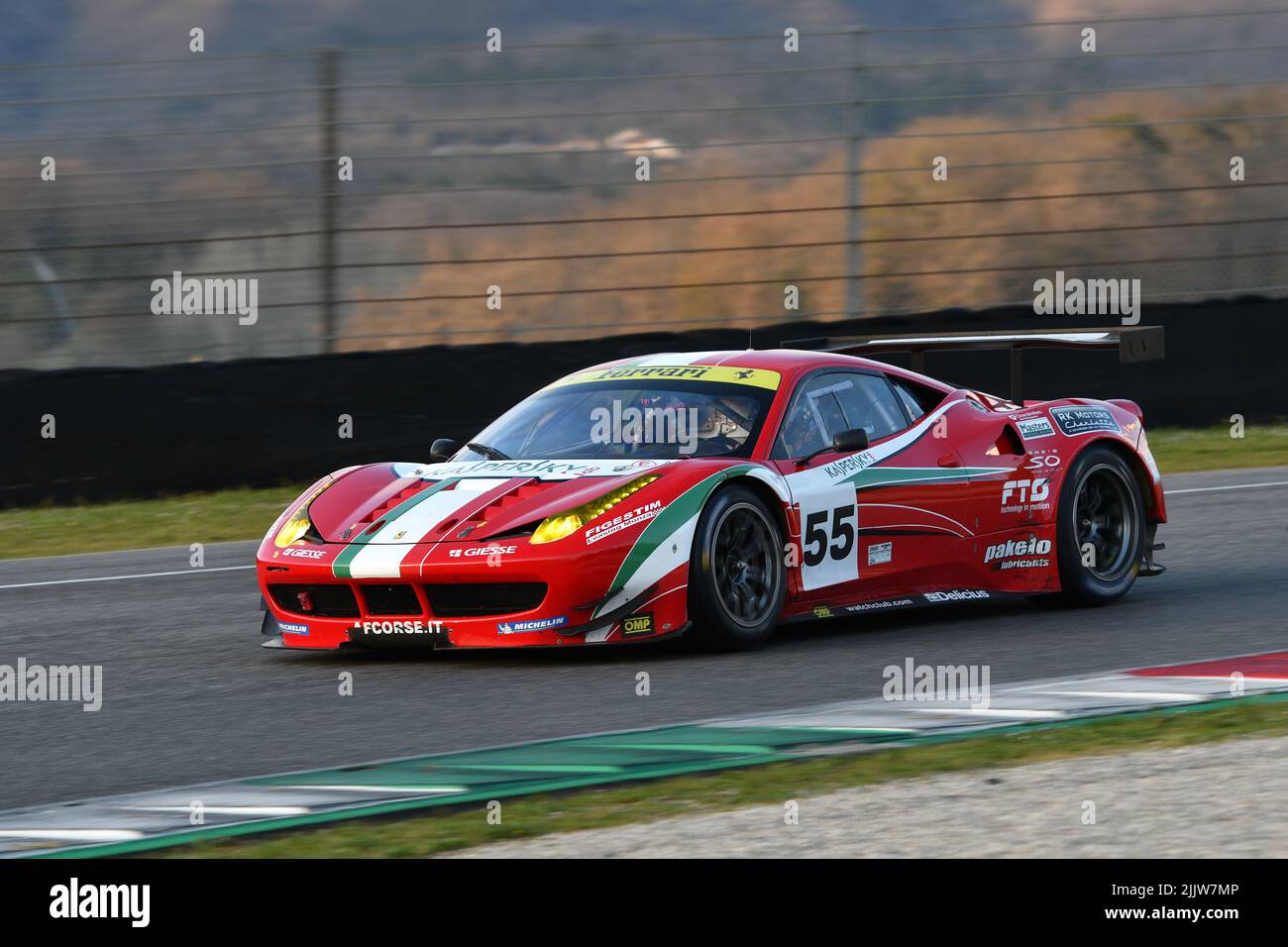 Scarperia, 3 April 2022: Ferrari 458 GTE 2011 in action during Mugello Classic 2022 at Mugello Circuit in Italy. Stock Photo