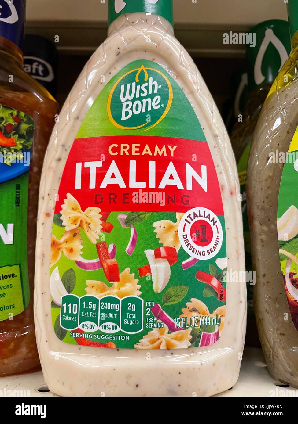 Grovetown, Ga USA - 03 15 22: Retail store Wishbone Salad dressing Creamy italian close up Stock Photo