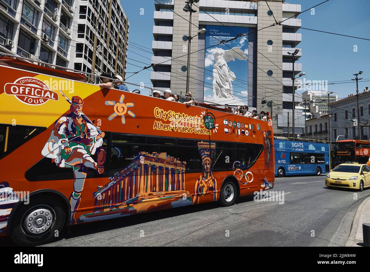 touristic sightseeing bus at Athens Greece Stock Photo