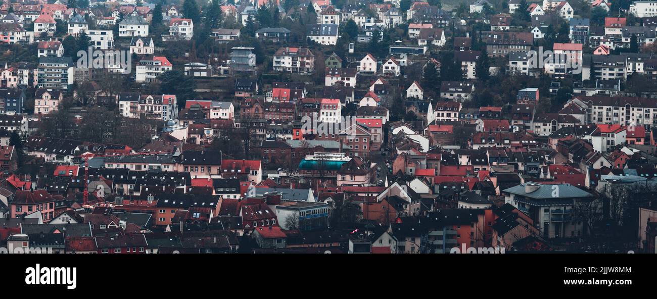A panoramic shot of residential houses in Neustadt, Germany in daylight