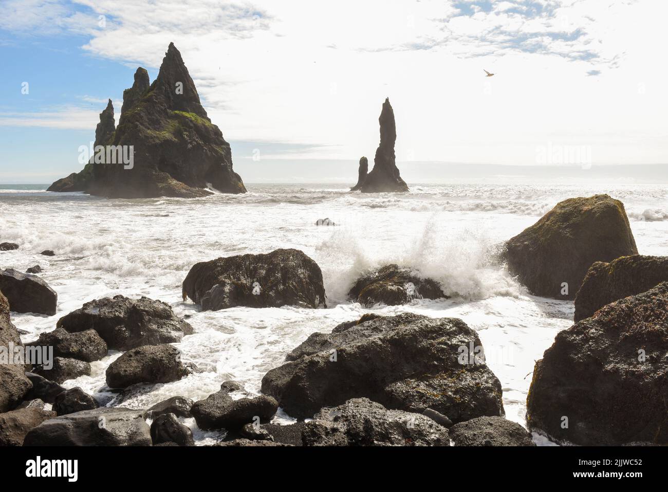 Sea stacks of Reynisfjara Beach near Vik on Iceland Stock Photo - Alamy