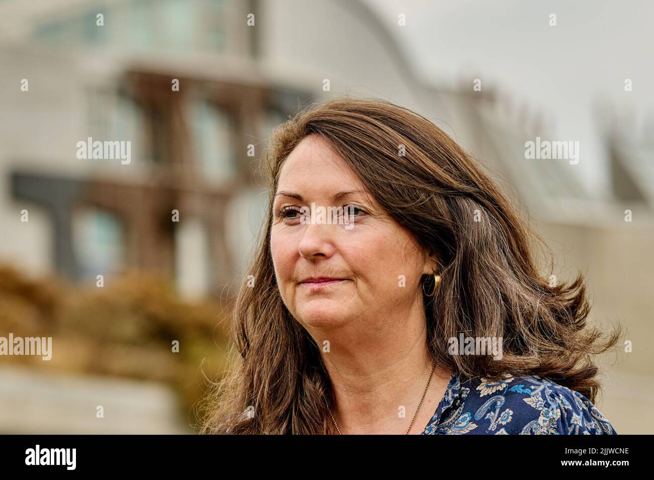 Edinburgh Scotland, UK 28Jul 2022.FAVOR CEO Annemarie Ward outside the Scottish Parliament as the number of Scotland’s drug related deaths is published. credit sst/alamy live news Stock Photo