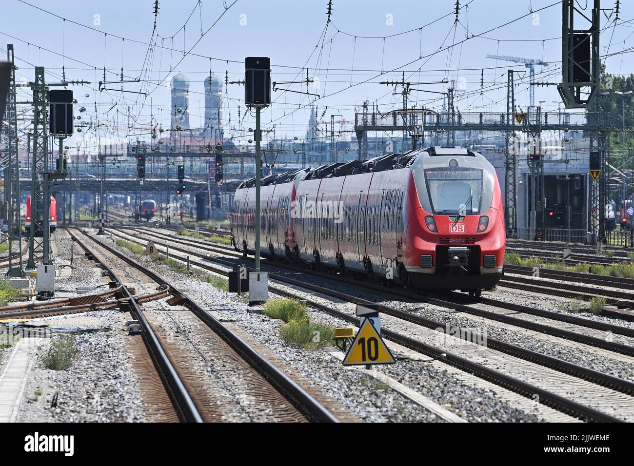 Munich, Deutschland. 28th July, 2022. Departing regional train from the main train station in