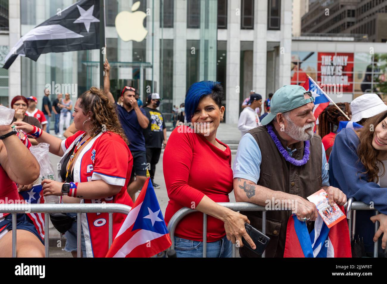 The large crowd celebrating Puerto Rican Day Parade 2022 on the streets
