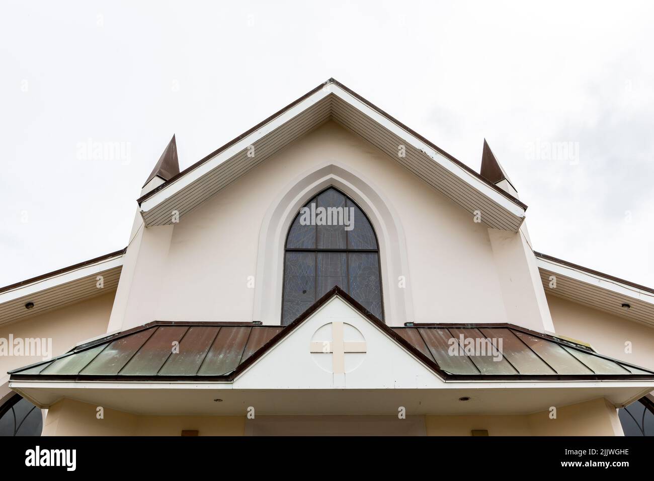 St. Paul's Anglican Cathedral front view, Victoria, Mahe Island, Seychelles. Stock Photo