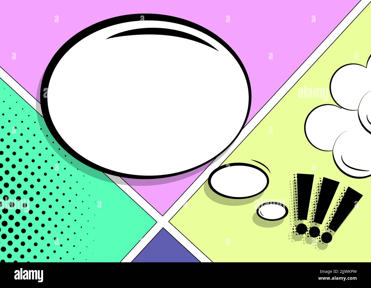 Oval Blank Thought Bubble With Exclamation Marks On Colorful Background ...