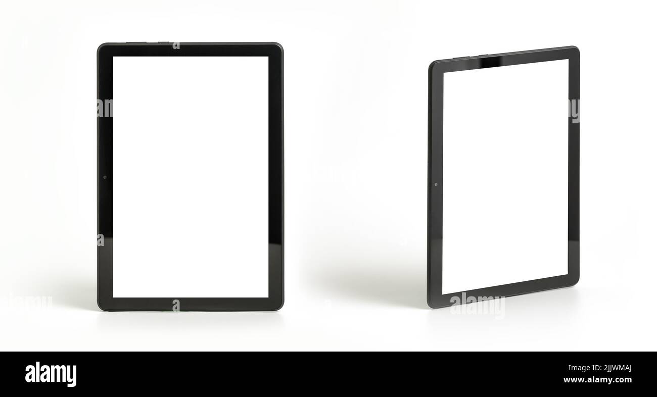 Tablet PC vertical two views Isolated on white, front view , include