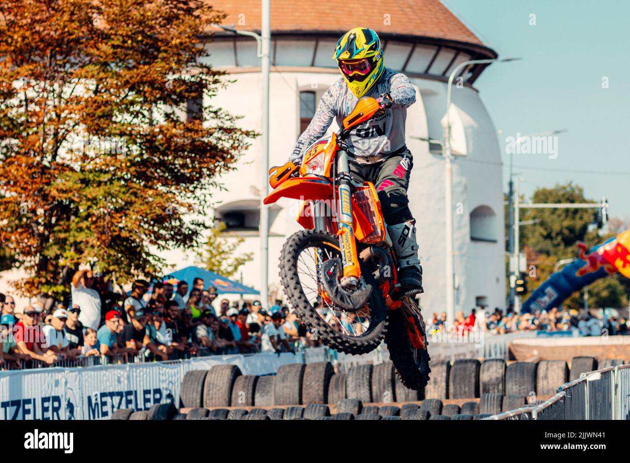 The Red Bull Romaniacs annual race in downtown Sibiu in Romania Stock