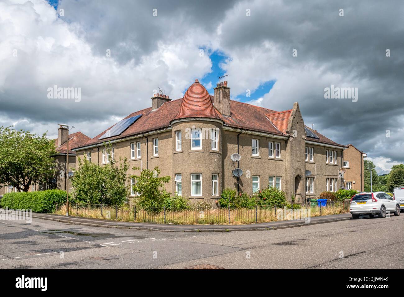 Housing on the Raploch Estate, Stirling.  Corner of Ochil Crescent and Scott Street. Stock Photo