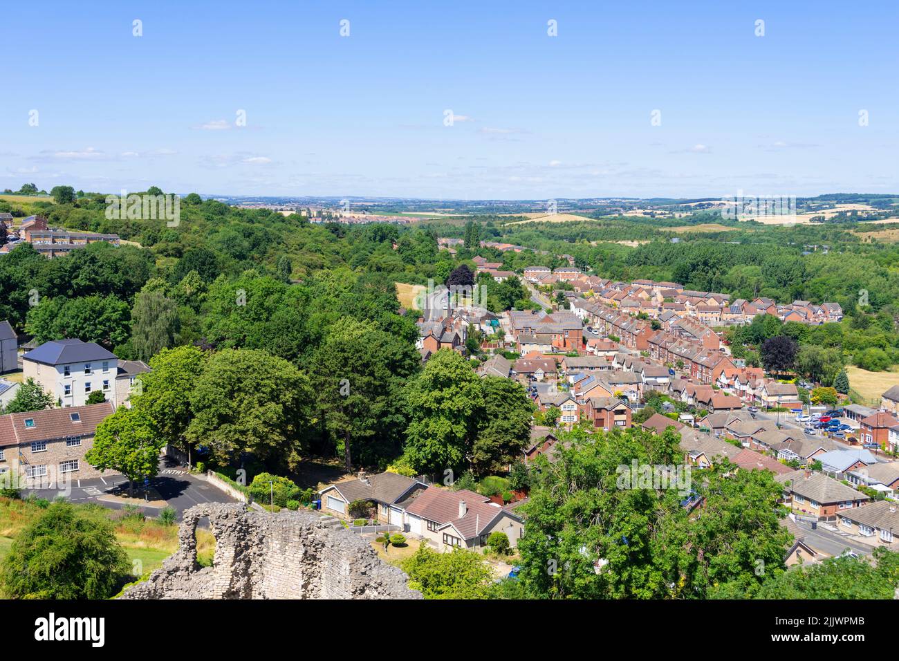 Conisbrough town aerial view South Yorkshire England Uk GB Europe Stock Photo