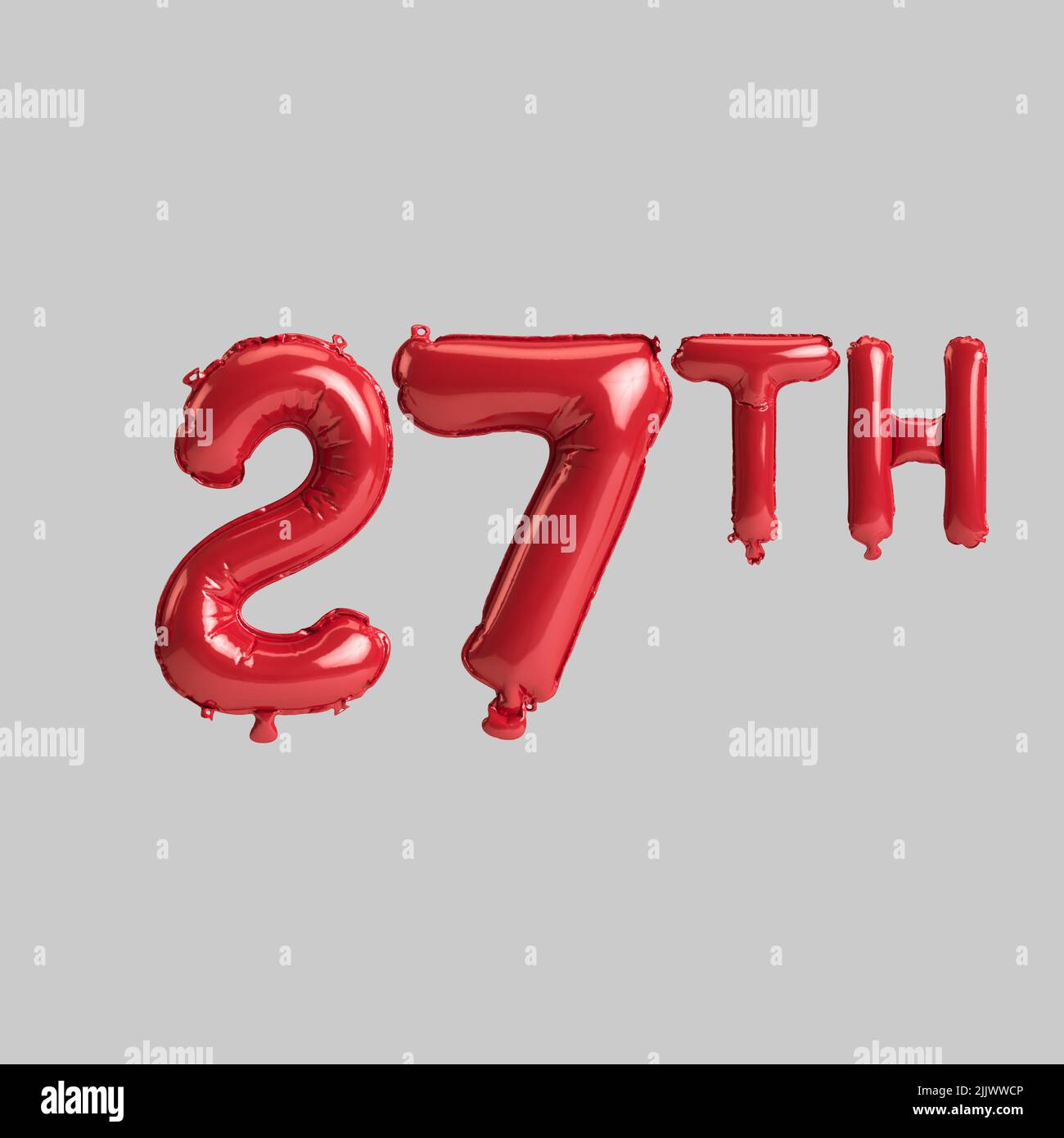 3d illustration of 27th red balloons isolated on white background Stock ...