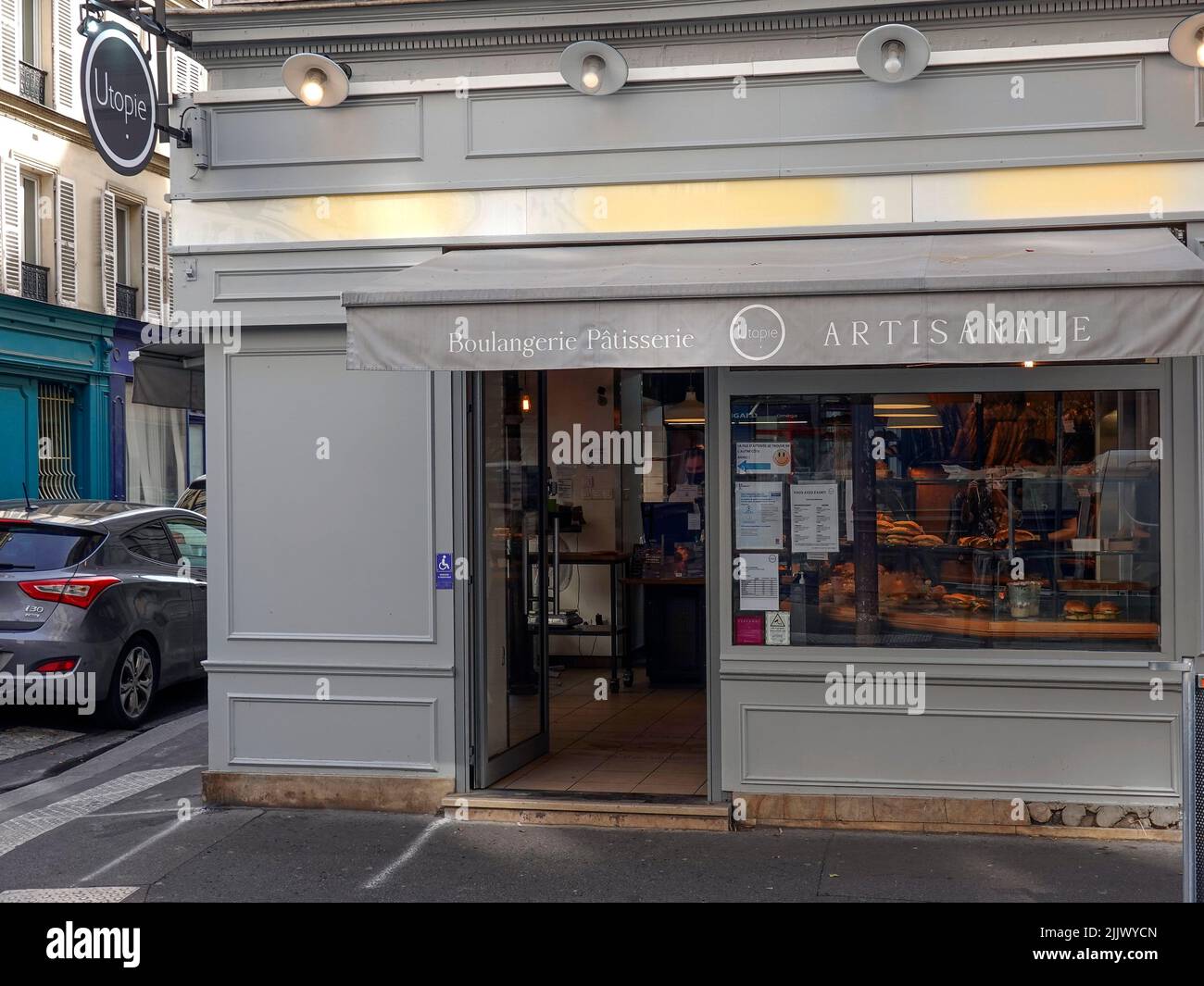 France, Paris, The famous Boulangerie Utopie, artisan bakery  in Rue Jean-Pierre Timbaud corner Rue du Grand Prieure 11 Arrondissement   Photo © Fabio Stock Photo