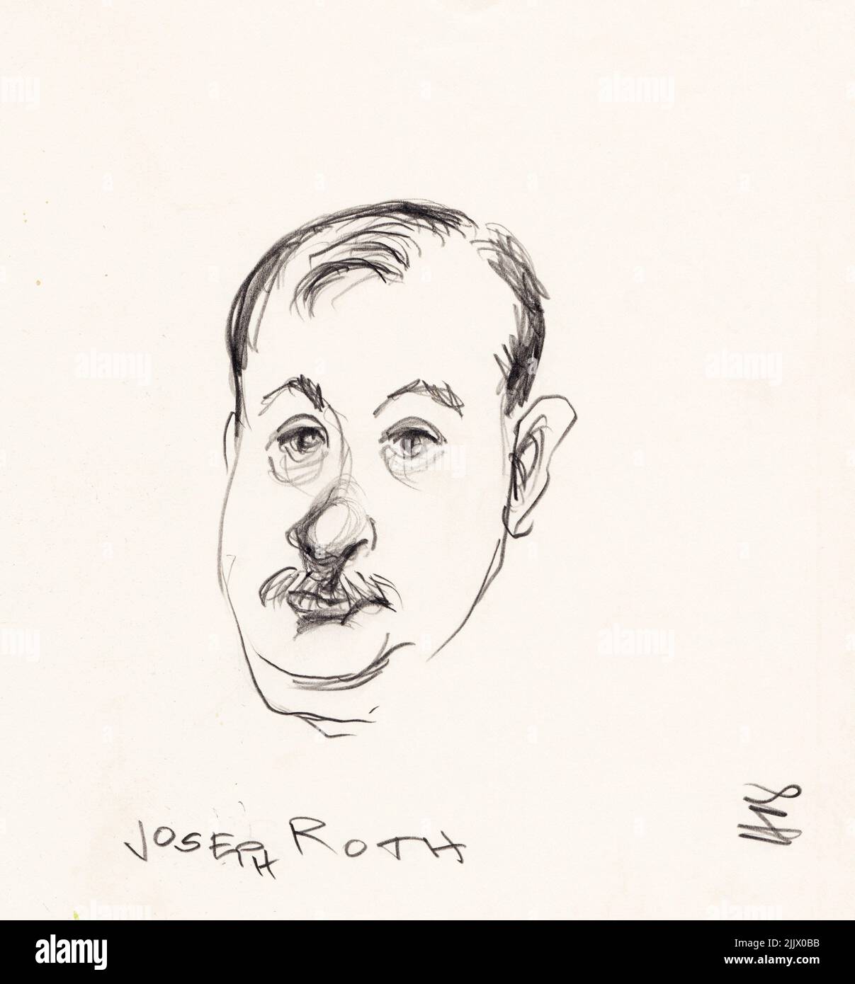 Pencilportrait of Joseph Roth Stock Photo