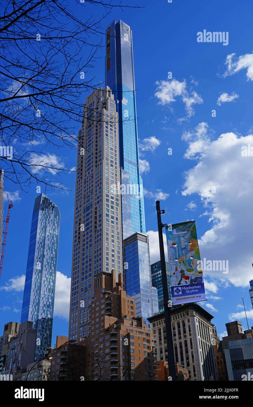 NEW YORK, NY 14 MAR 2021 View of 432 Park Avenue, a landmark skinny