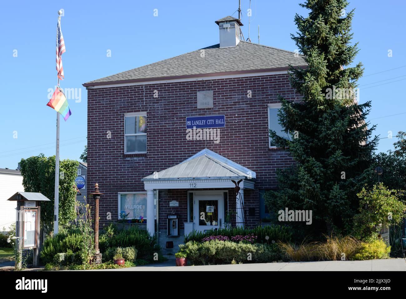 Langley, WA, USA - July 25, 2022; Langley City Hall in the South Whidbey Island city in Washington State Stock Photo
