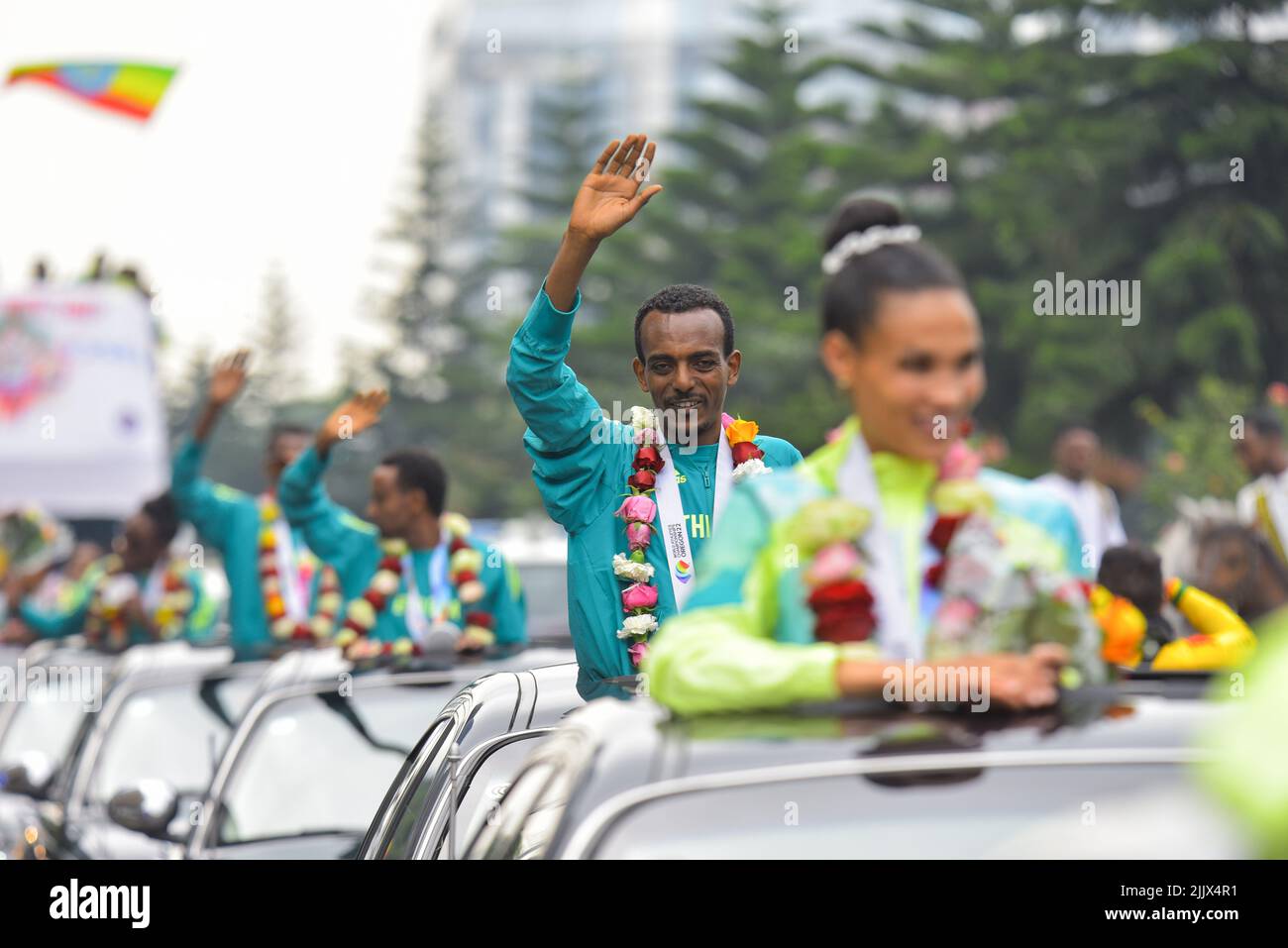 Addis Ababa. 28th July, 2022. Ethiopian national athletics team members