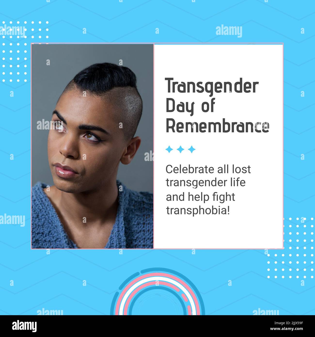 Composite of transgender day of remembrance text over african american woman Stock Photo