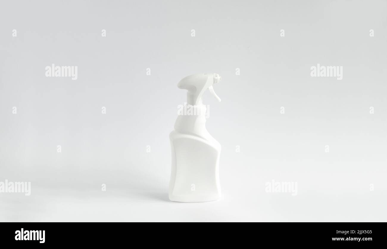 White blank plastic spray detergent bottle isolated on white background ...