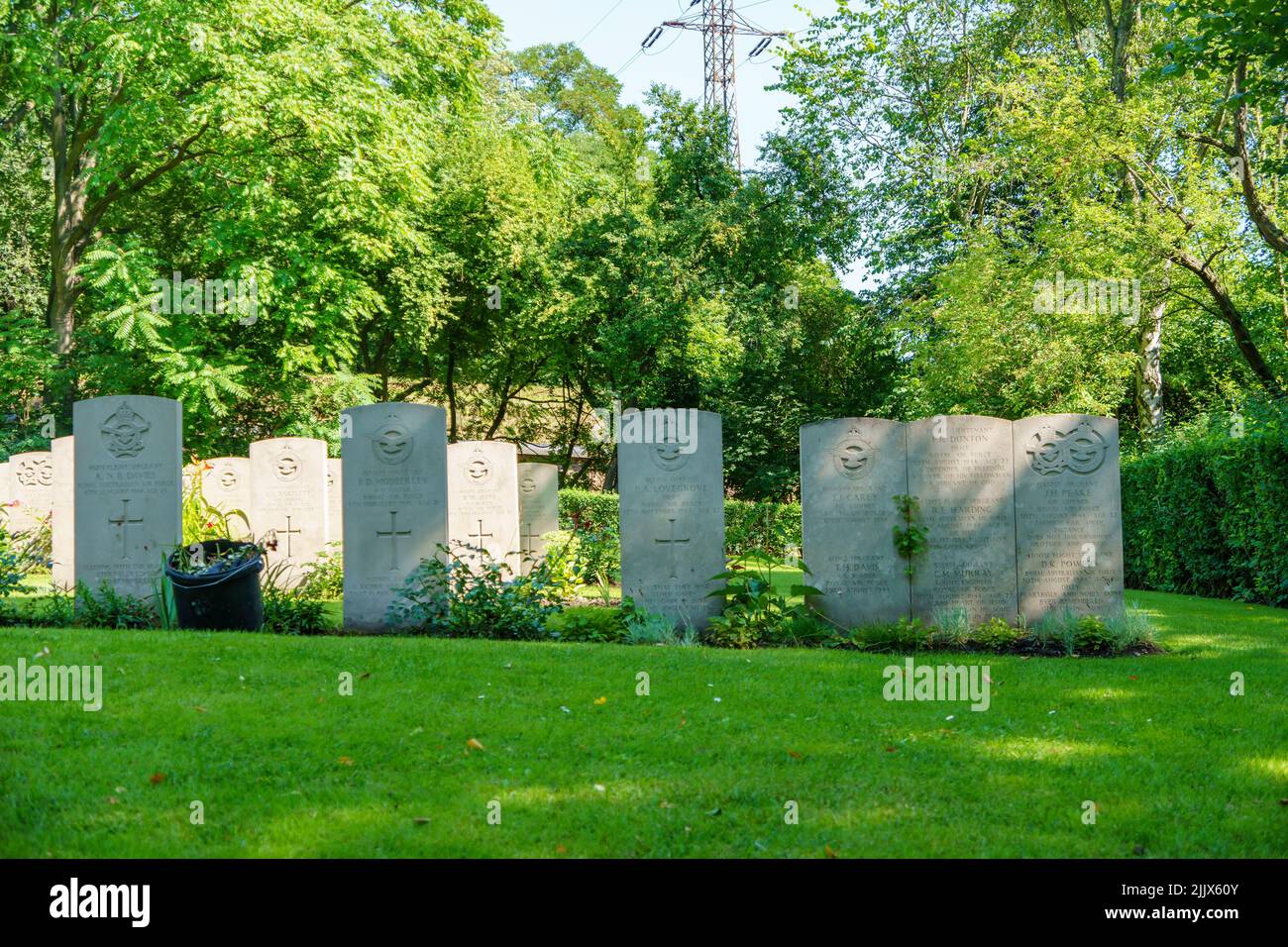 The graves of fallen soldiers during the Second World War in Cytadela park, Poland Stock Photo