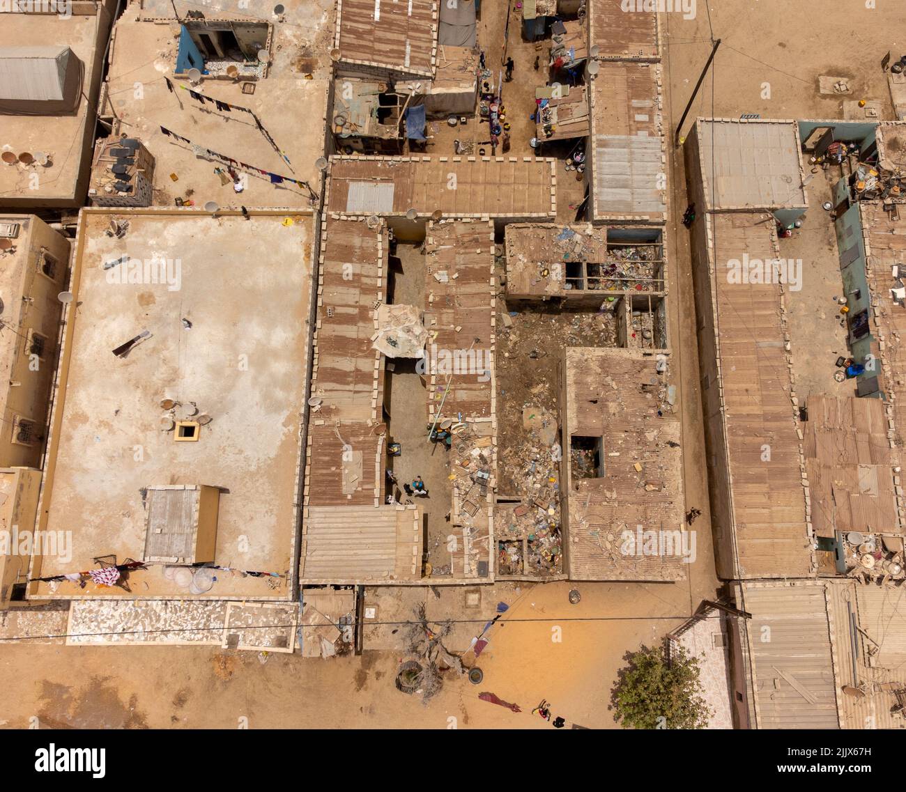 A photo from above of some typical houses in Nouakchott, Mauritania