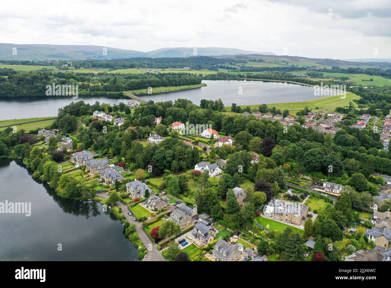 Aerial drone view of Milngavie East Dunbartonshire Glasgow Stock Photo