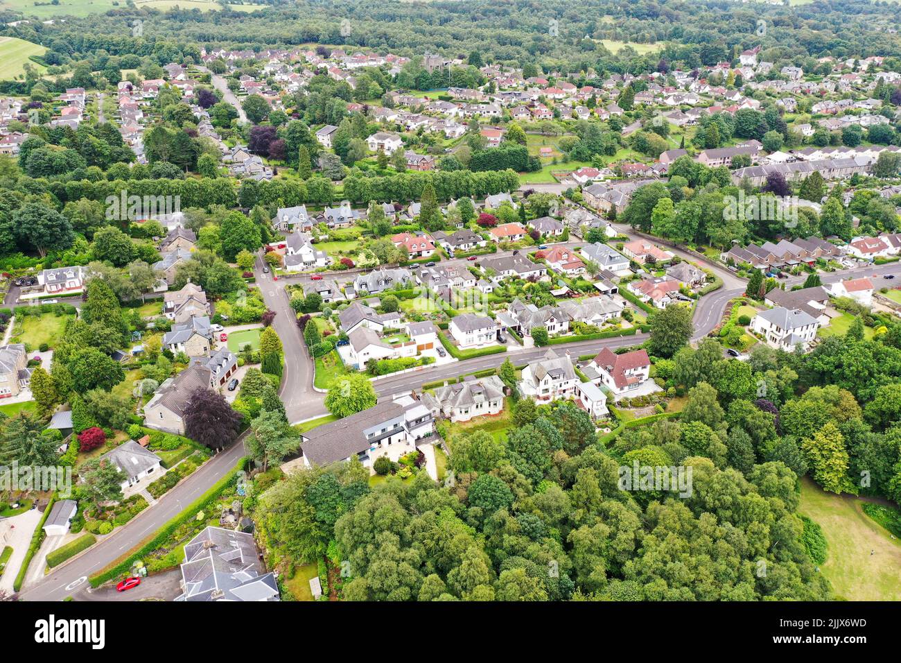 Aerial drone view of Milngavie East Dunbartonshire Glasgow Stock Photo