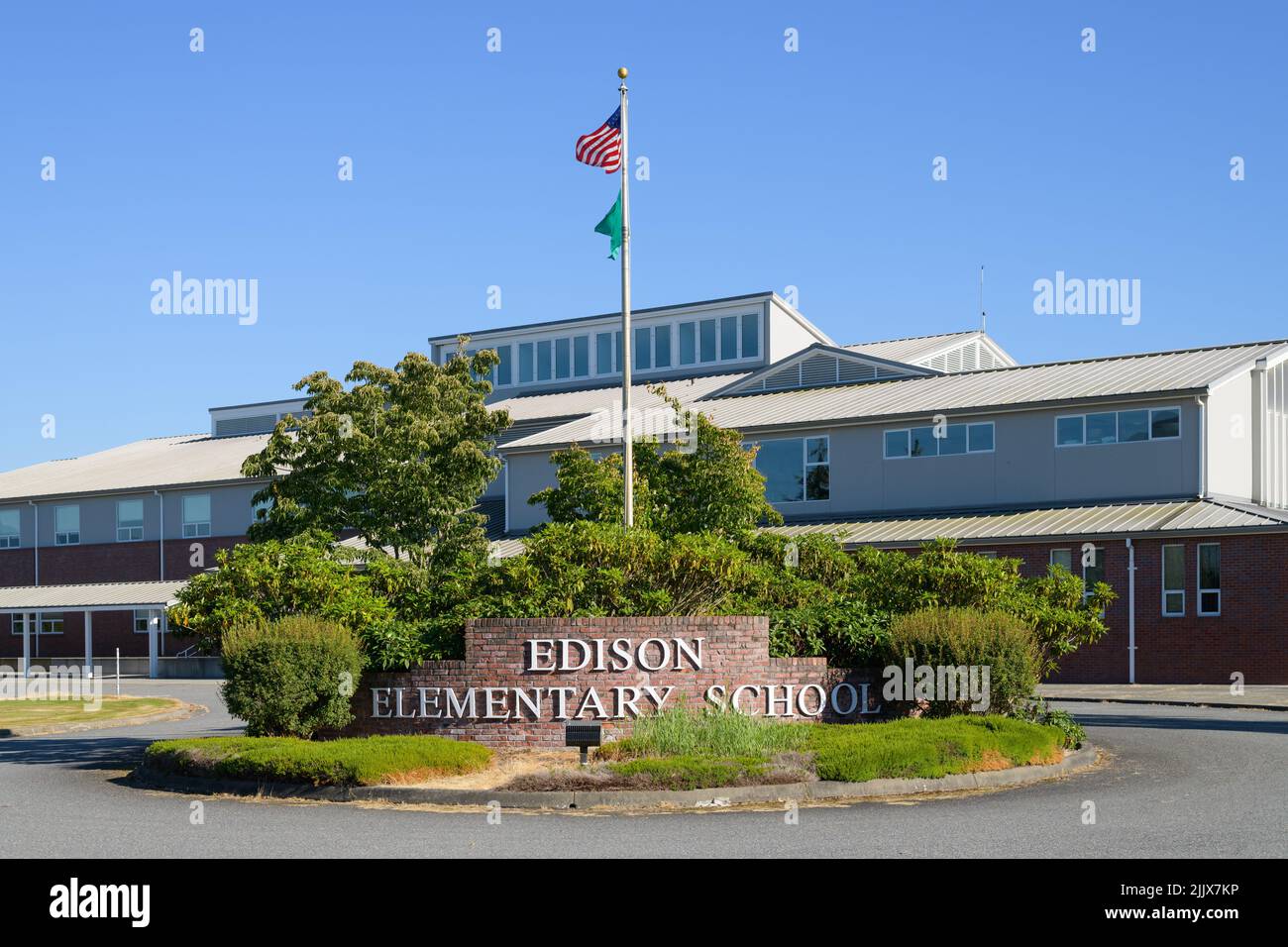 Edison, WA, USA - July 25, 2022; Edison Elementary School in the Skagit Valley of Washington State Stock Photo