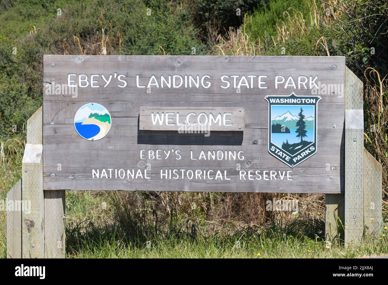 Coupeville, WA, USA - July 25, 2022; Sign at Ebey's Landing State Park on Whibey Island in Washington State Stock Photo