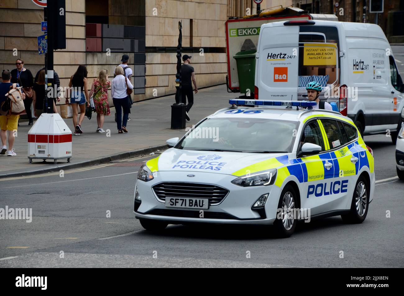 police estate car in edinburgh royal mile scotland in summer 2022 UK Stock Photo