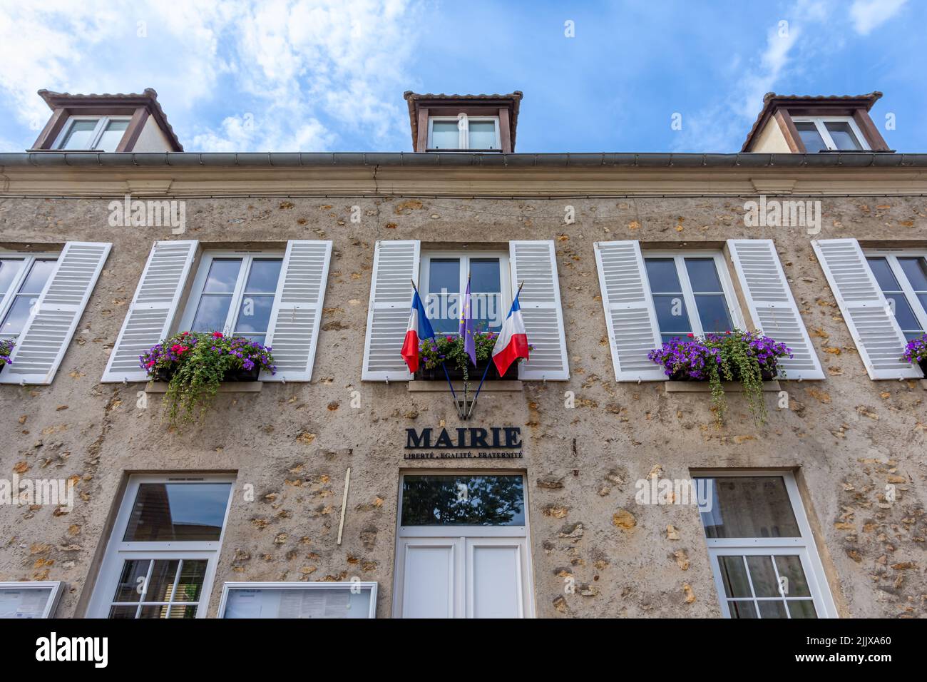 Exterior view of the town hall of Les Loges-en-Josas, France, a village located southwest of Paris, in the French department of Yvelines Stock Photo