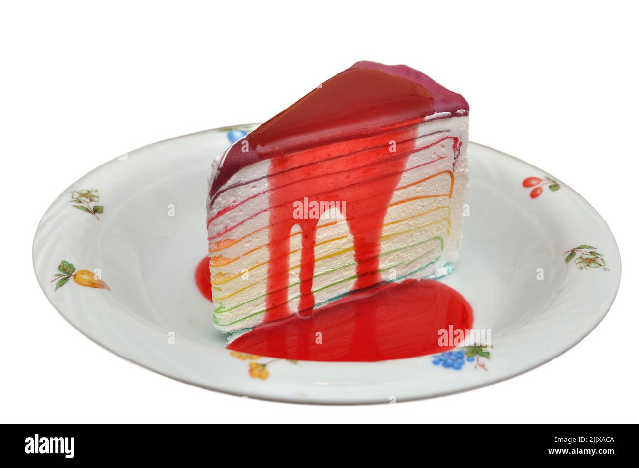 slice of rainbow layer cake, colorful cake, lgbtq+ Stock Photo