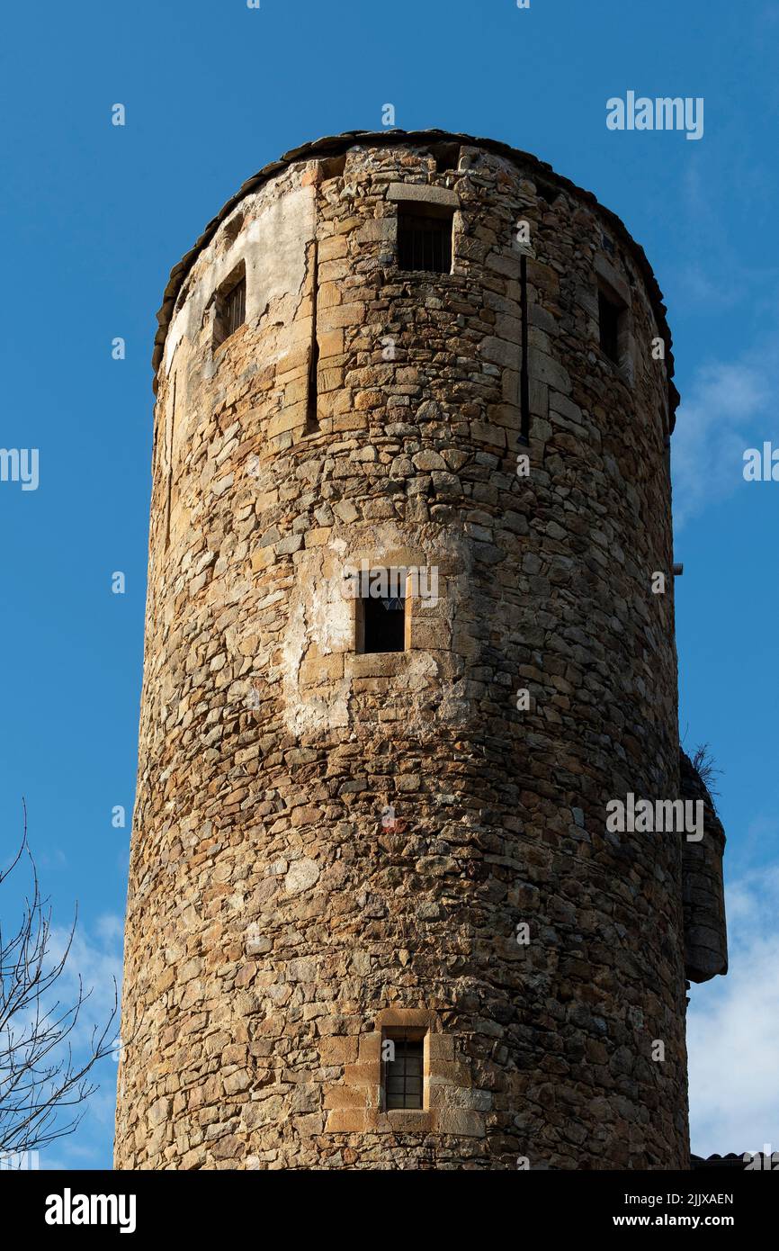 Tower of Saint Gervazy castle, Puy de Dome department, Auvergne Rhone Alpes, France Stock Photo