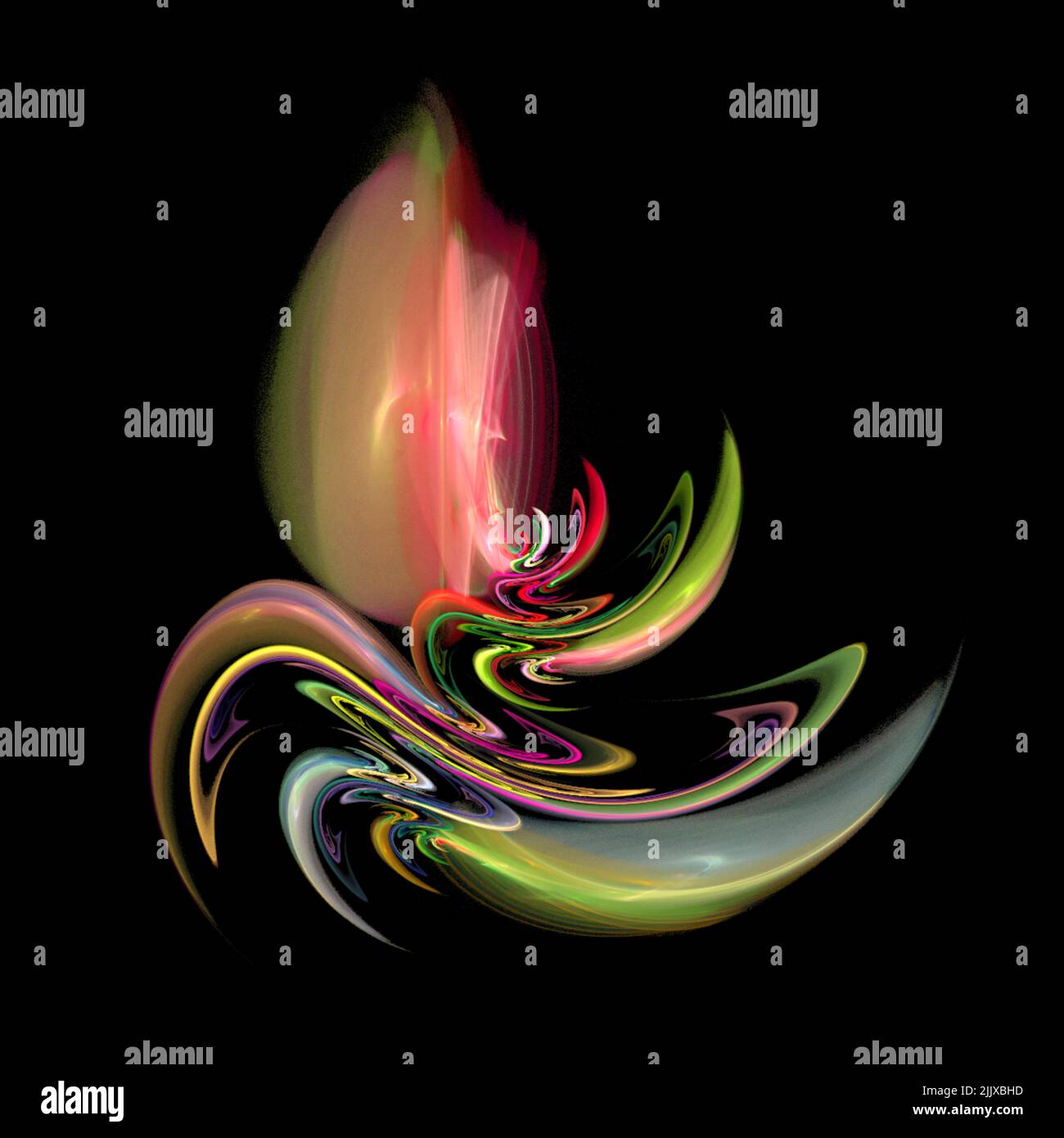 bright colored graphic abstract element on black background, rendering, design Stock Photo
