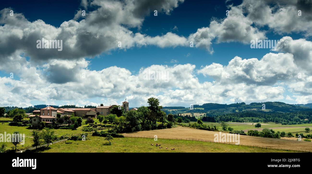 La Chapelle sur Usson village, Livradois-Forez regional natural park, Puy de Dome department, Auvergne Rhone Alpes, France Stock Photo