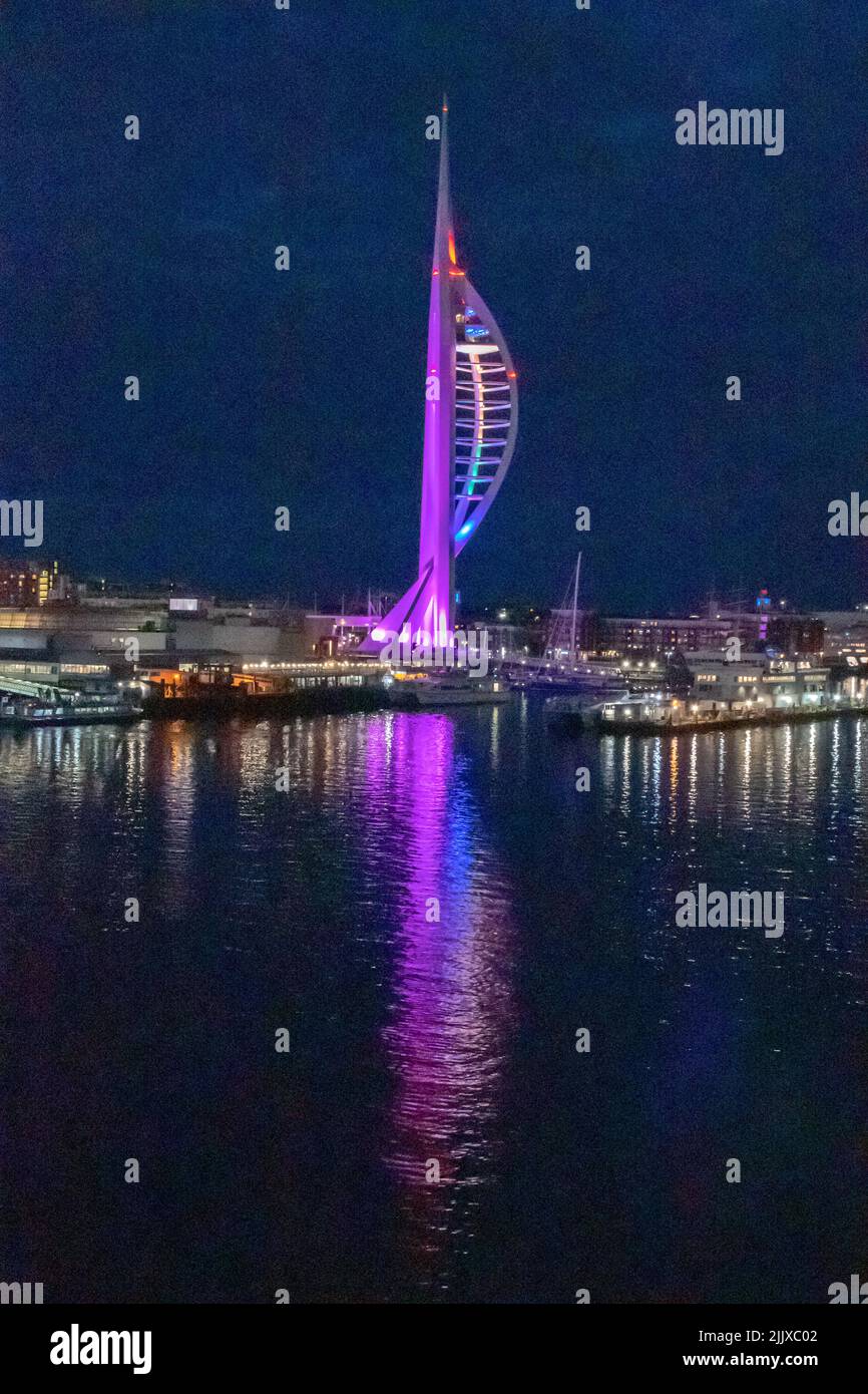 The  Spinnaker Tower Portsmouth at night Stock Photo