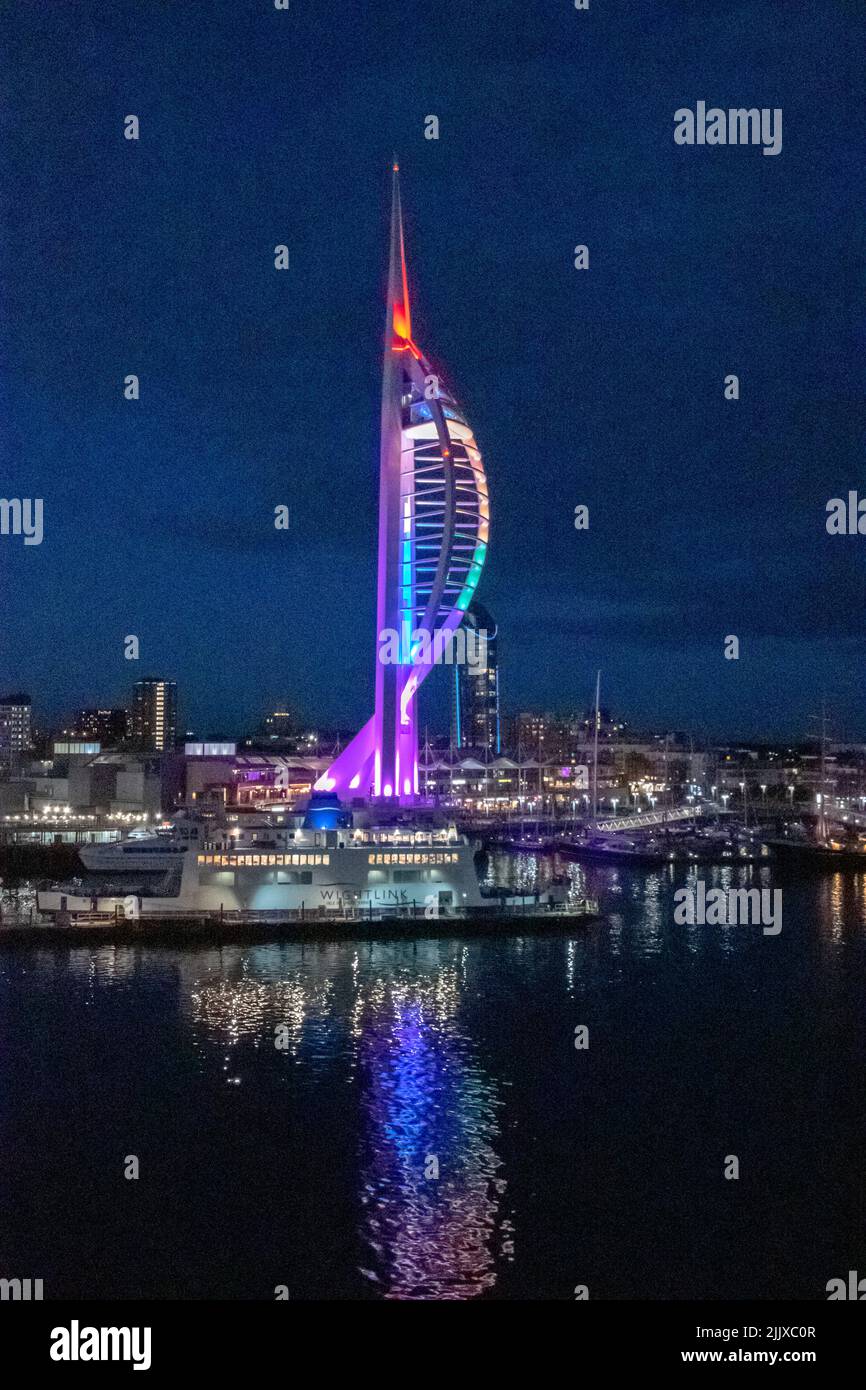 The  Spinnaker Tower Portsmouth at night Stock Photo
