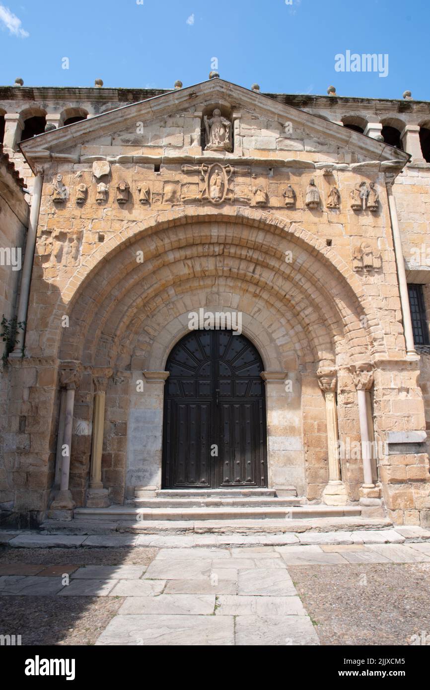 Portal of the Collegiate Church of Santa Juliana in Santillana del Mar Stock Photo