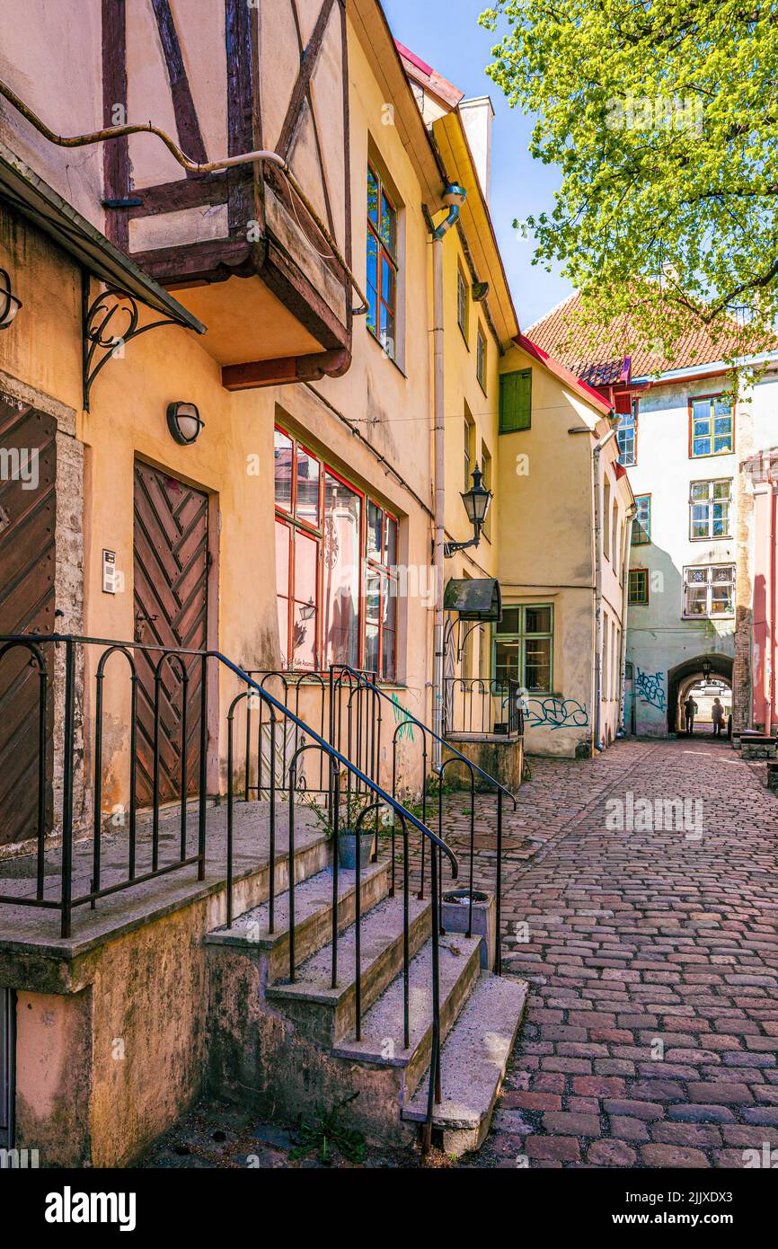 St. Catherine's Passage (Katariina Käik) in the Old Town of Tallinn the capital city of Estonia Stock Photo