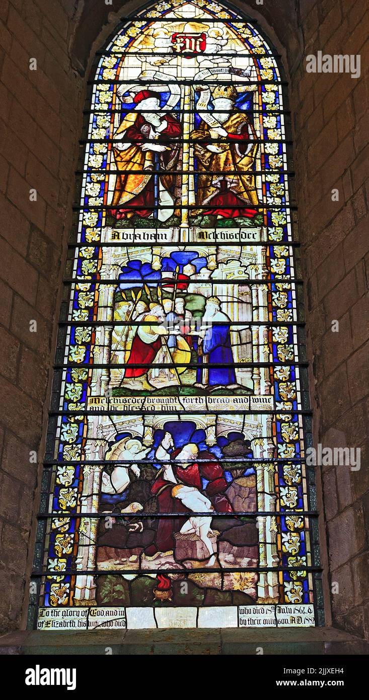 Stained glass window in the Priory Church of St Mary in Old Bridlington Yorkshire Stock Photo