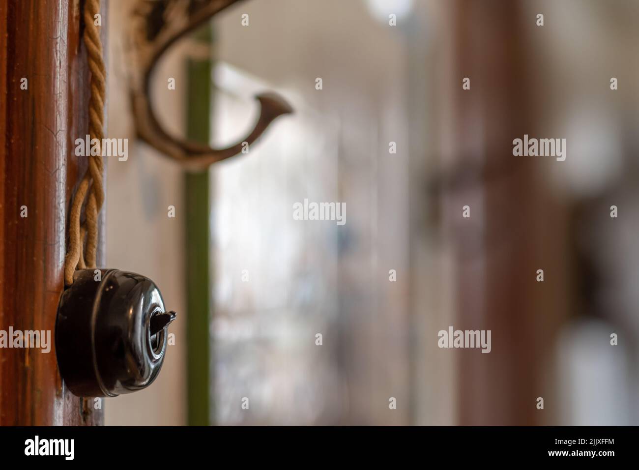 old wall switch coat rack, antique, horizontal photo Stock Photo