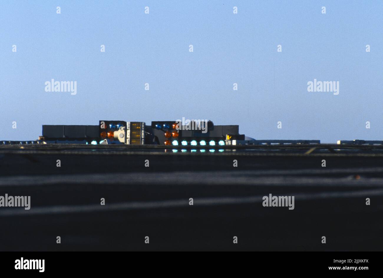 Optical Landing Lights aboard a US Navy aircraft carrier Stock Photo