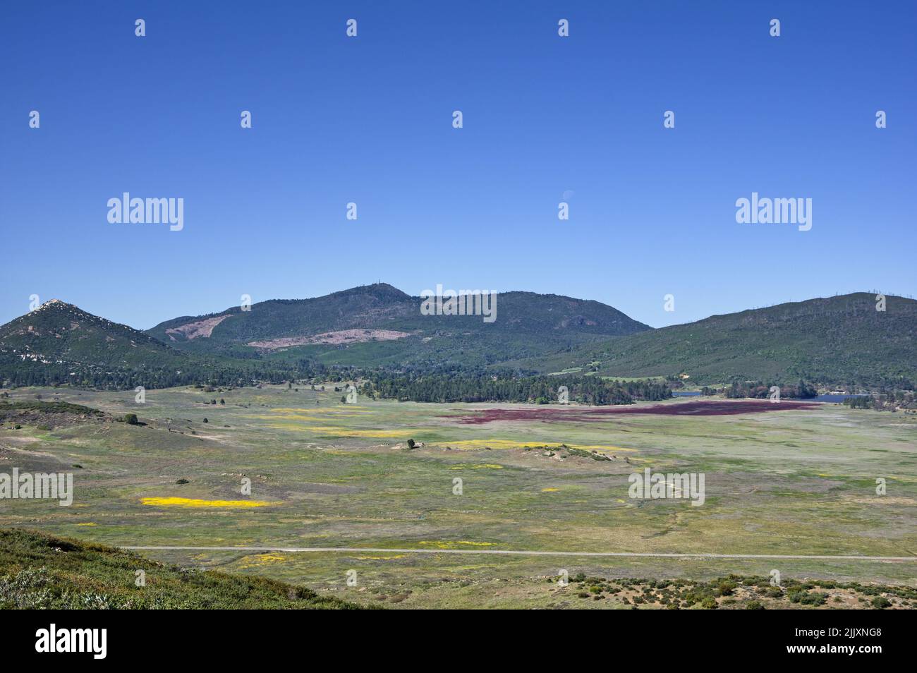 Cuyamaca Peak along with Stonewall Peak and Middle Peak in Cuyamaca State Park in Southern California Stock Photo