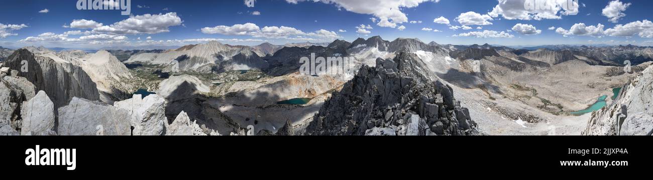 360 degree panorama from the summit of Ruby Mountain in the Sierra Nevada Mountains of California Stock Photo