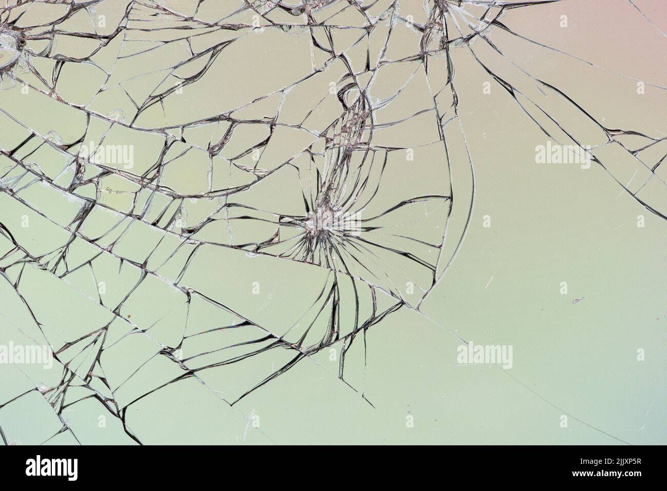 macro image of shattered glass smartphone screen Stock Photo