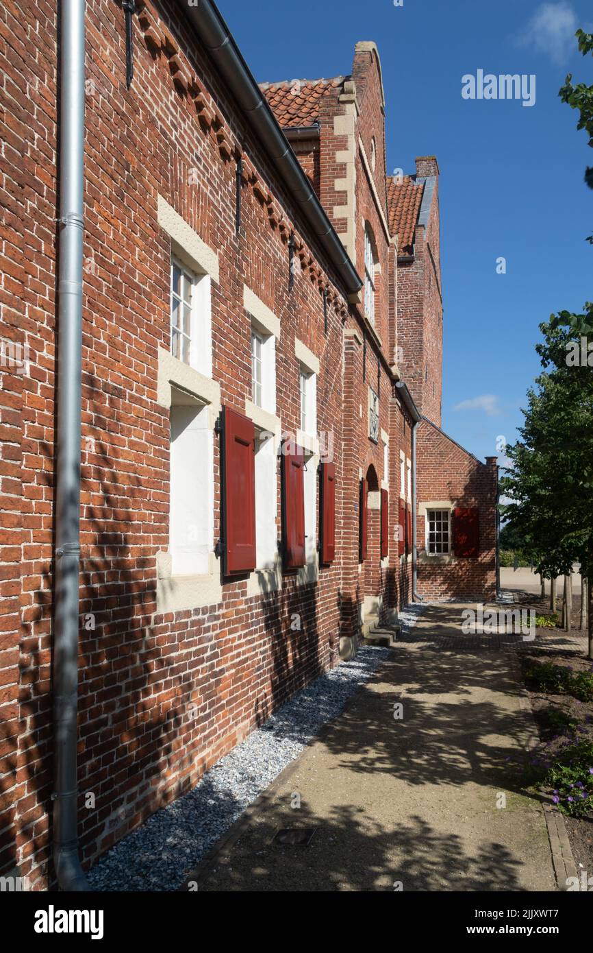 Exterior wall of the chieftain's castle Steinhaus Bunderhee in Bunde, East Frisia, Lower Saxony, Germany. Stock Photo