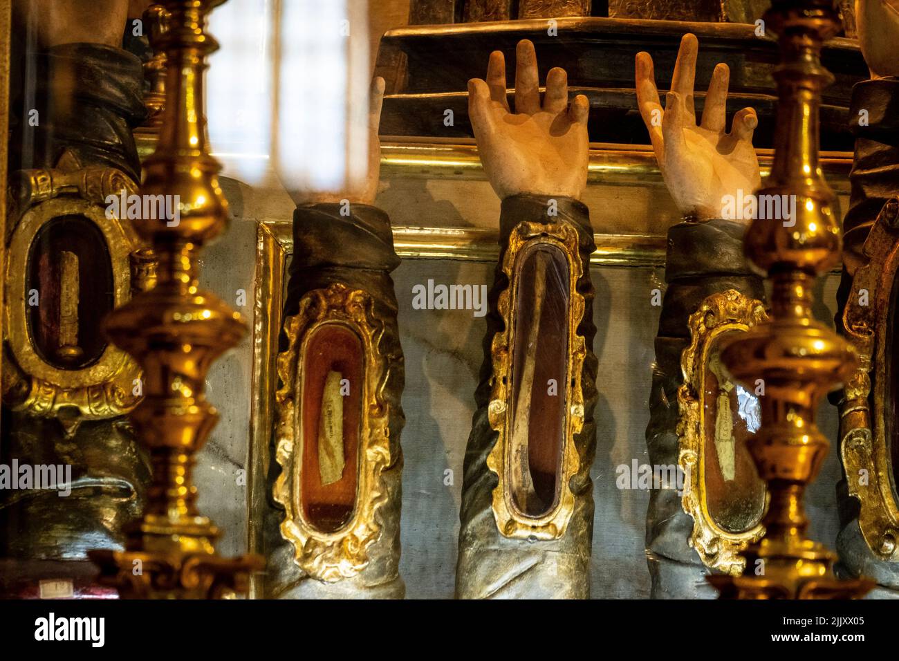 Lisbon, Portugal, saints' bones in a Baroque chapel Stock Photo