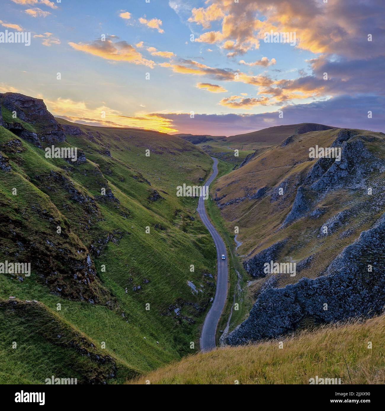 Winnats Pass In National Park Peak District In England Before Sunset 