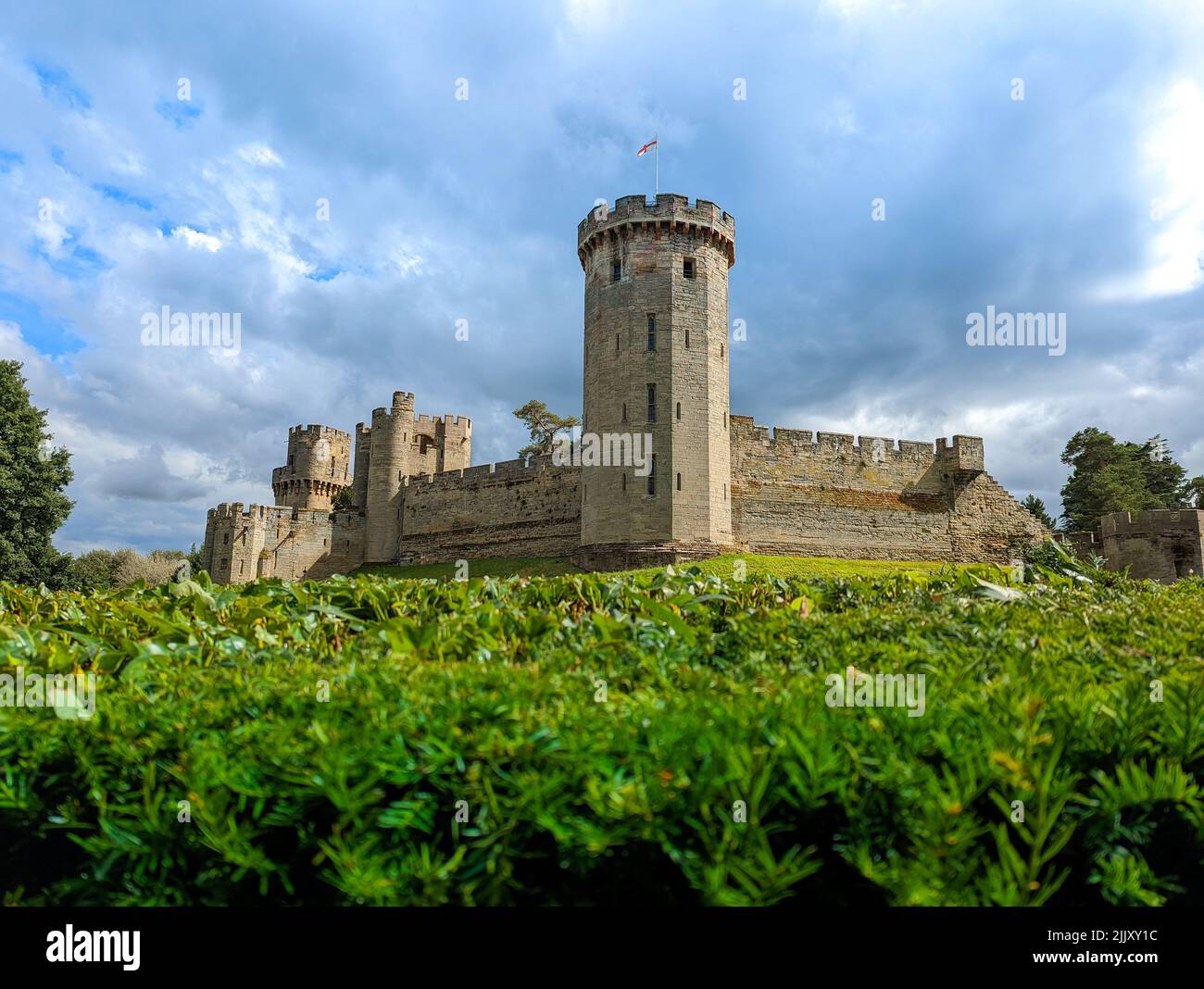 Warwick Castle s a medieval castle original built by William the Conqueror in 1068. View on the Medieval castle tower and gatehouse, Warwick, Warwicks Stock Photo