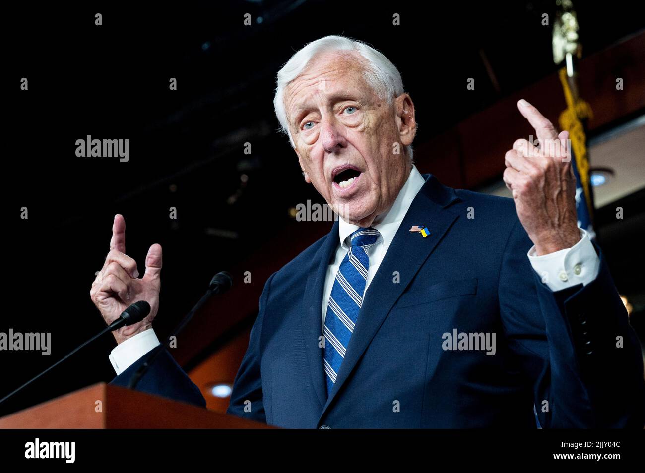 July 28, 2022, Washington, District of Columbia, United States: U.S. Representative STENY HOYER (D-MD) speaking at a press conference about the Wildfire Response and Drought Resiliency Act. (Credit Image: © Michael Brochstein/ZUMA Press Wire) Stock Photo